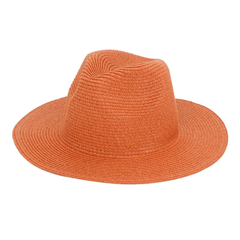 Outdoor Lichtbord Strohoed Effen Kleur Retro Cowboyhoed Reis Strand Zonbeschermingshoed One Size