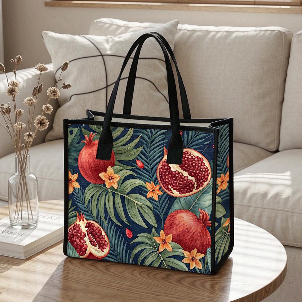 Tropical Pomegranate Print Women's Casual Handbag Reusable Daily Tote Bag for Shopping Travel