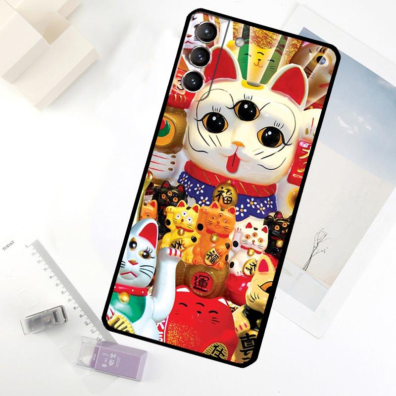 Japanese Lucky Cat Art Phone Case For Samsung Galaxy S25 S24 S23 S22 S21 S20 S26 Ultra S10 Plus S23 FE S25 FE Cover