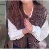 Vestă ocazională tricotată cu un singur piept, pentru femei, la modă, cu gâtul O, buzunare fără mâneci, vestă scobită, 2024, toamnă, cardigan solid pentru damă