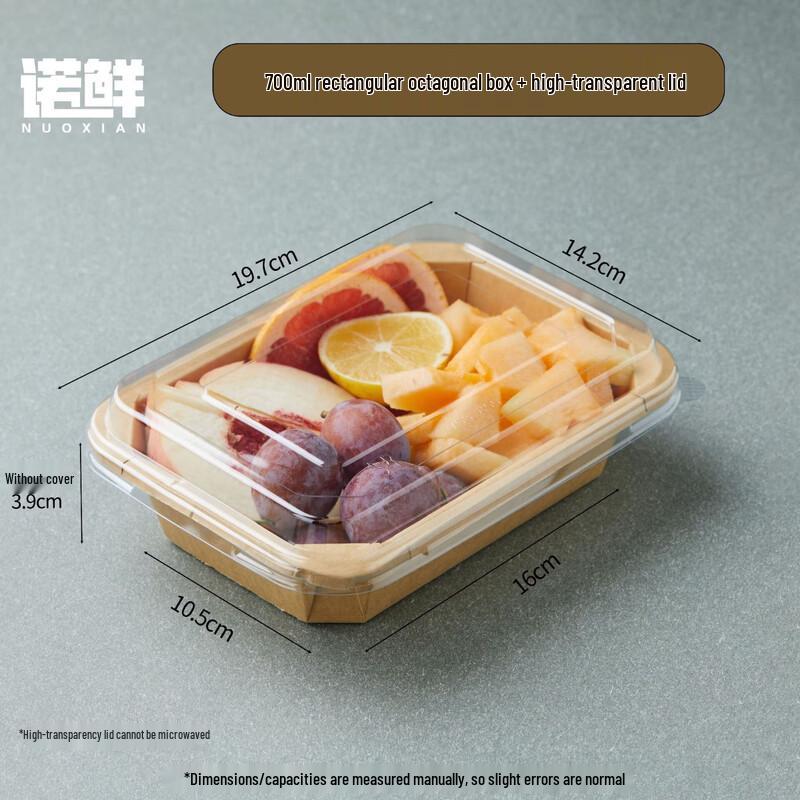 700ml Eco-Friendly Kraft Paper Takeaway Boxes with PET Lids, 100 Count