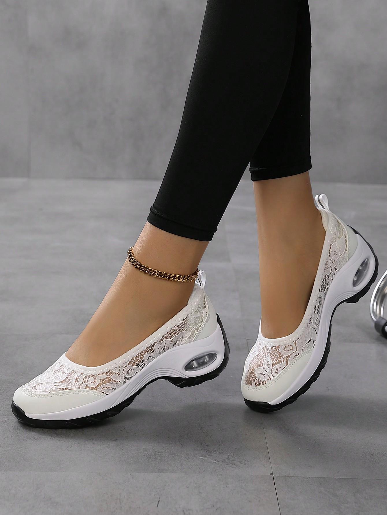 

Женские дышащие кроссовки для ходьбы, повседневные кроссовки на шнуровке с воздушной подушкой Comfort 42 белый