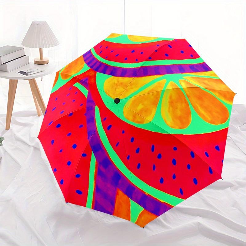 1pc Fruits Pattern Automatic Open, Sturdy Iron Frame, Compact Folding Design, All-Season Portable Umbrella for Women & Men, Outdoor Umbrella