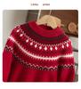 Maglione in Lana Fair Isle per Bambini - Spesso, Caldo, Stile Retro Rosso per Autunno/Inverno Ragazzi e Ragazze
