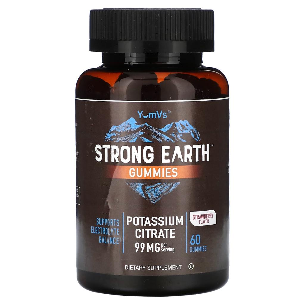 Strong Earth Gummies, Potassium Citrate, Strawberry Flavor, 60 Gummies (49.5Mg per Gummie)
