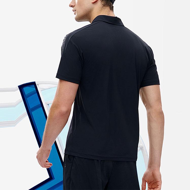 FILA Solid Color Logo Knitted Short Sleeve Polo Shirt Men tops Royal-Blue A11M223104FNV