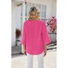 Spring Summer New Women's Solid Color V-Neck Mid Sleeve Loose Chiffon Blouse Top