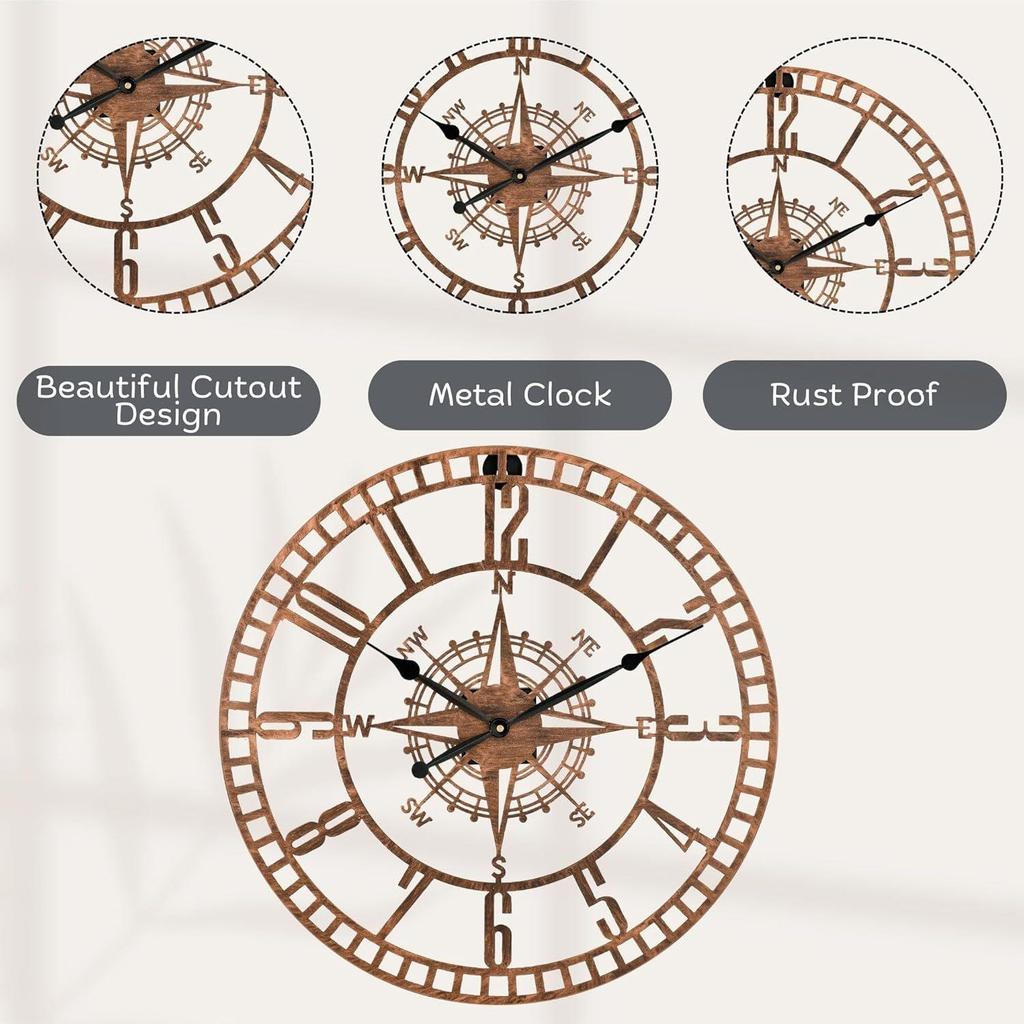 Wall Clock Decor Art Sculpture for Home Office Living Room Bedroom Restaurant Cafe (16 Inches/ 40 Cms)