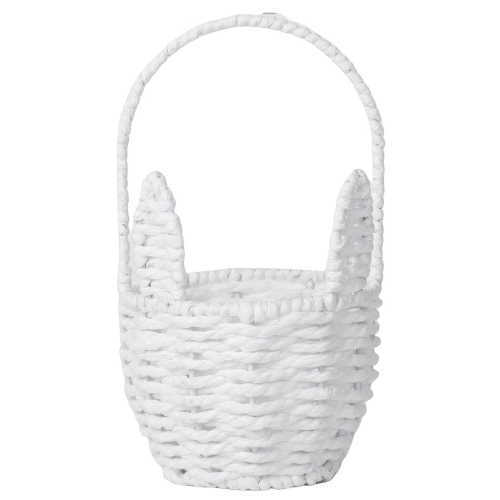 Easter Cute Rabbit Ears Basket Multi-Purpose Creative Storage Bin Cartoon Woven Ear Decorative Basket Sundries Organizer