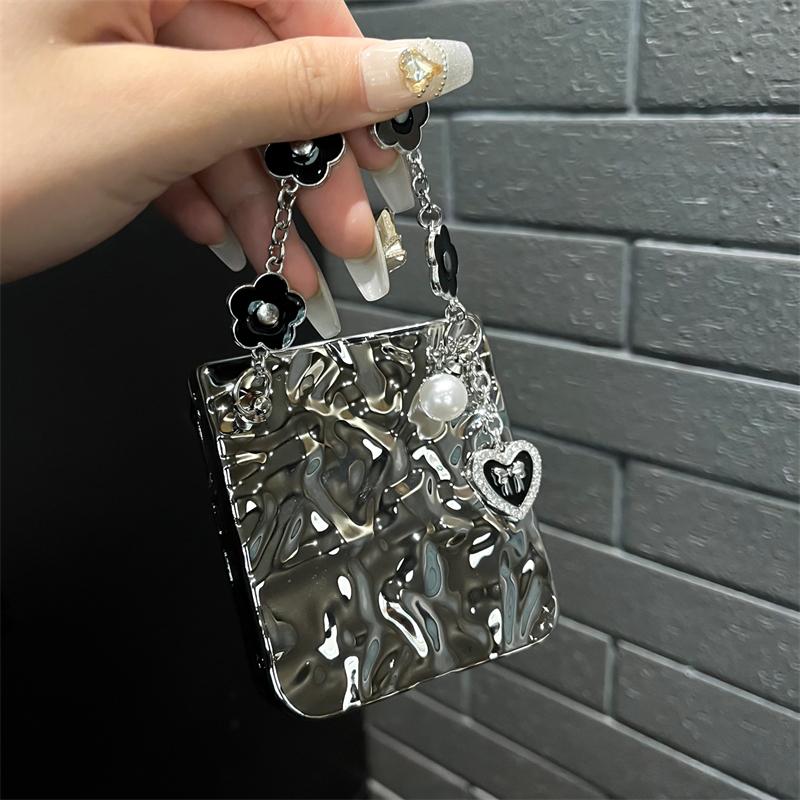 For Xiaomi Mix Flip Luxury Fashion Wrinkled Flower Love Chain Cases Phone Case Cover