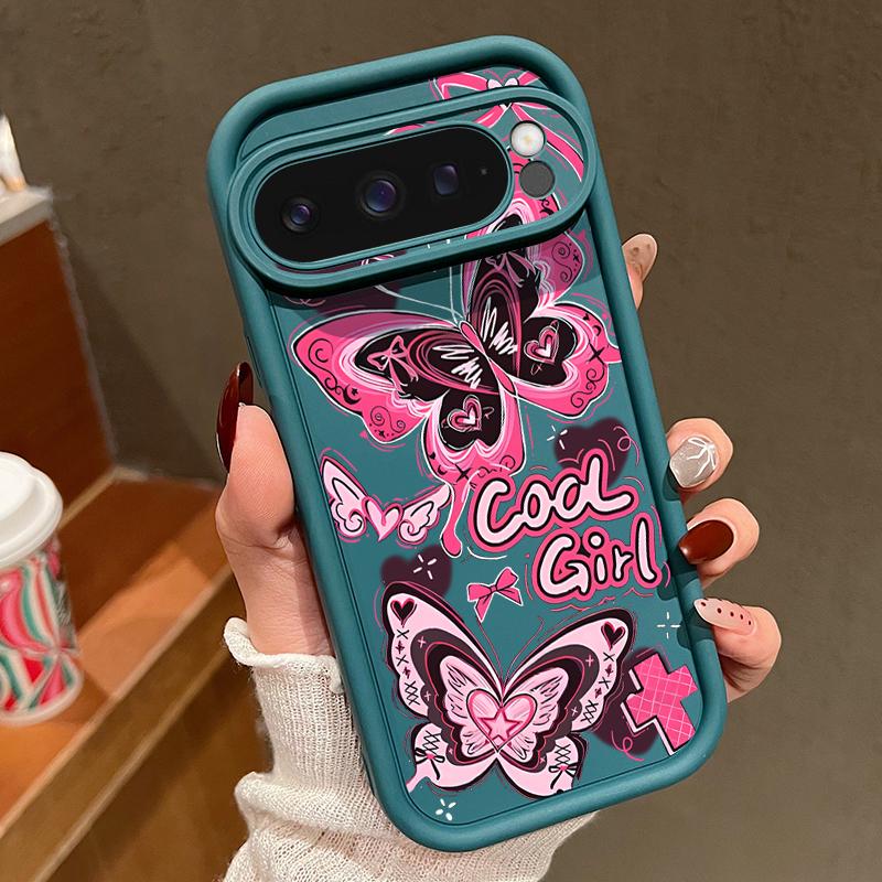 Cool Girl Butterfly Painting Case For Google Pixel 10 Pro XL Shockproof Bumper Silicone Cover For Pixel 9A 9 8 7 Pro 8A 7A