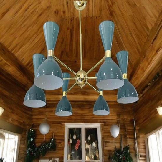 

Люстра Спутник Итальянский Стиль Мид-сенчури Stilnovo 6 ламп Латунь Настольный светильник