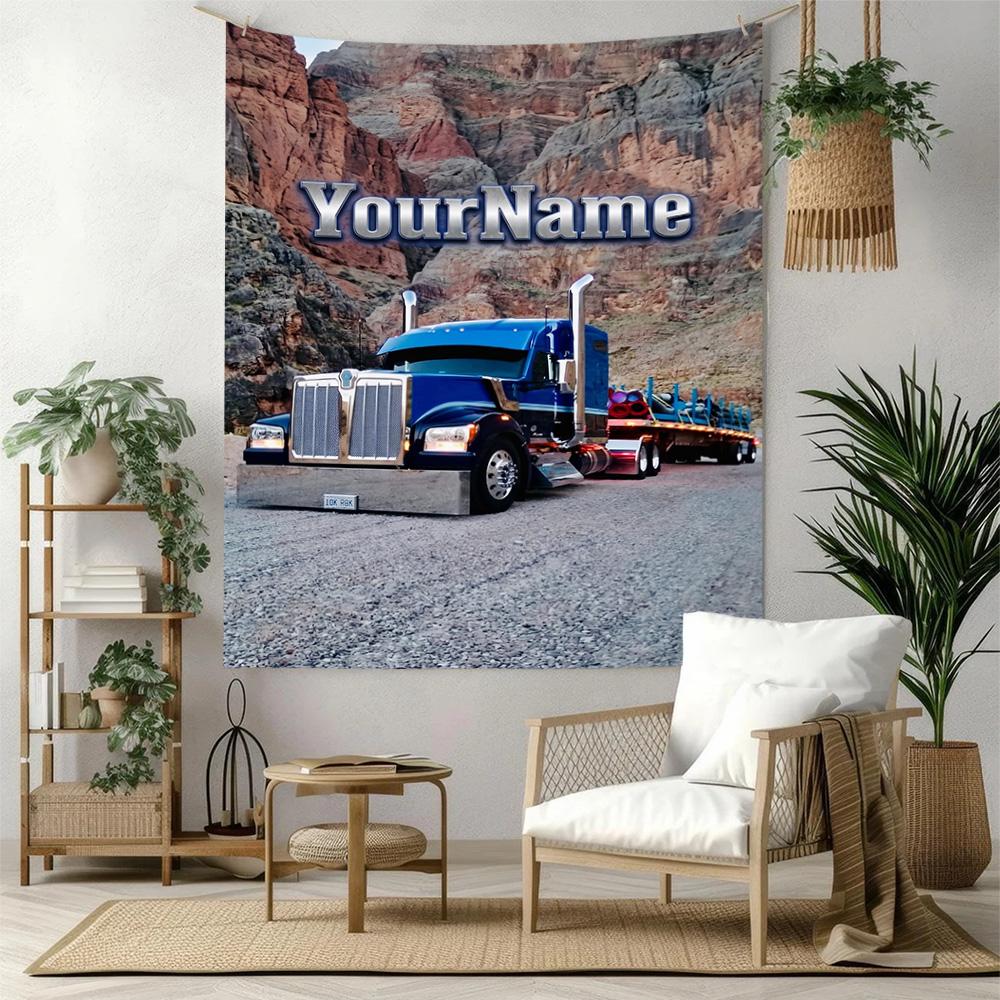Kw Heavy Trucks Custom Your Name Wall Decor Tapestry Art For Pet Memorial Birthdaywedding Party Backdrop Family Gift