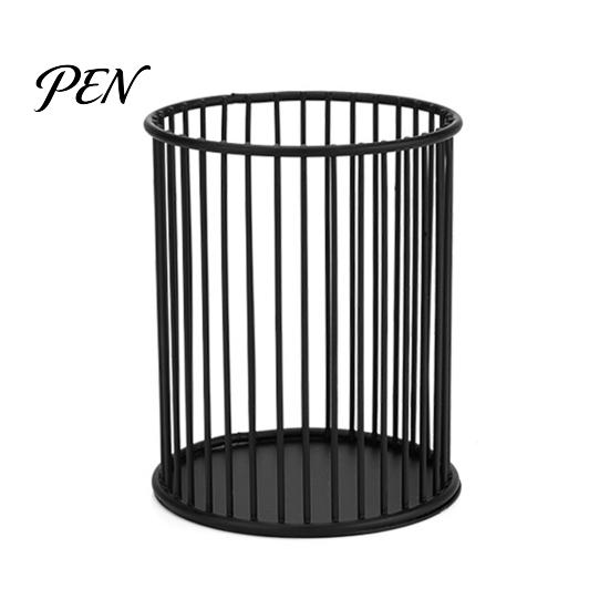 Electroplated Pen Cup Metal Holder, Nordic Desk Organizer for Makeup Brushes, Style Holder Anti-Rust Multifunctional Storage Basket Pencils