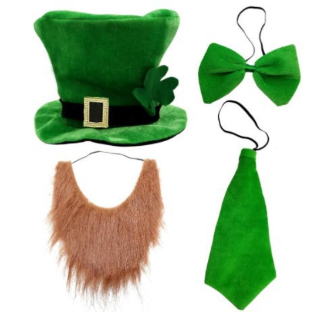 4pcs Set Fake Beard Saint Patrick's Day Top Hat Irish Festival Costume  Theme Party Decor