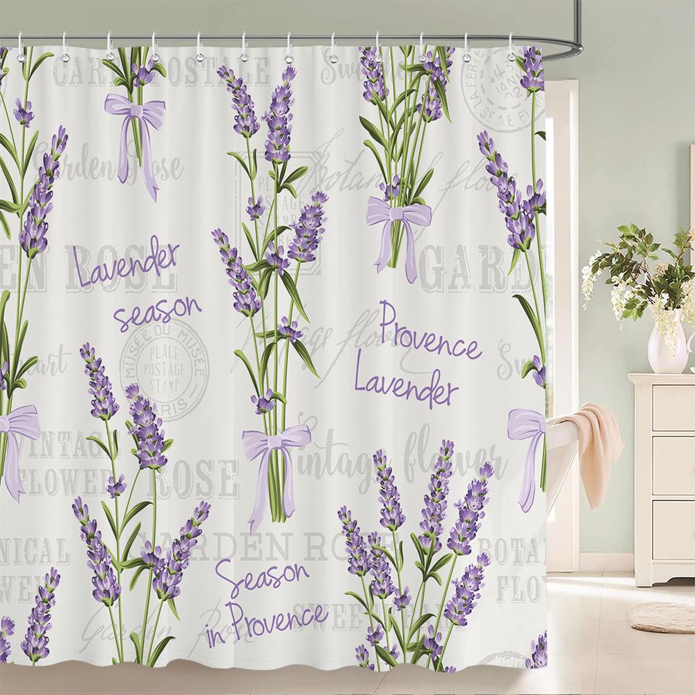 Colorful Tulip Pattern Bath Curtain Waterproof Fabric Shower Curtains Flowers Bathtub Screen With Hooks for Bathroom Home Decor