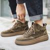 Sneakers da Uomo Autunno Inverno Calde in Pelle Bovina High Top Scarpe da Uomo con Plateau Antiscivolo Stivaletti da Uomo Moda Retrò
