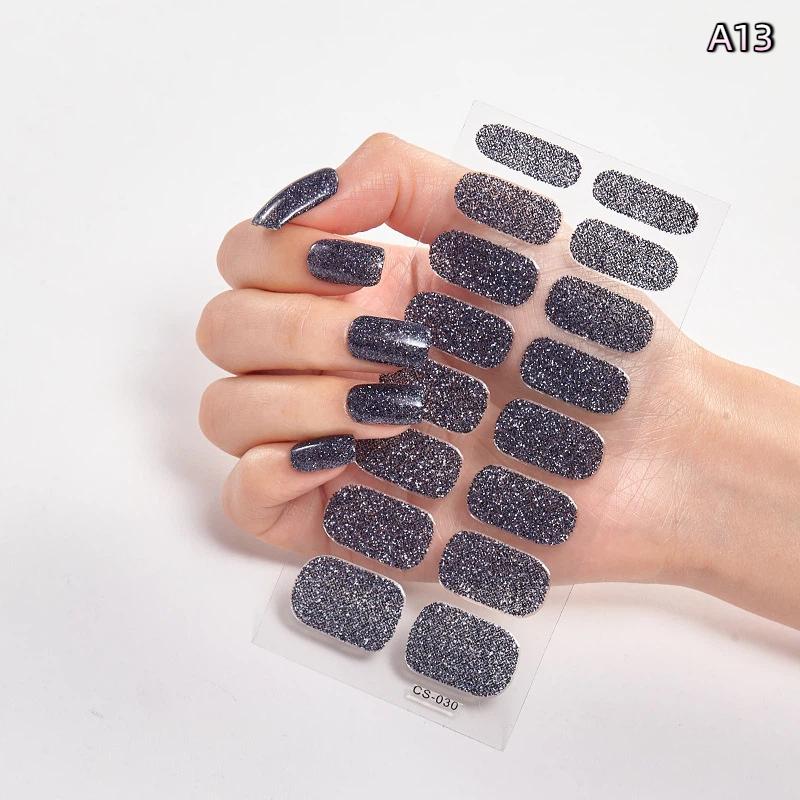 16 Piezas/Hoja Uñas Color Sólido Simple Ultradelgadas Impermeables Pegatinas para Uñas Firmes No Fáciles de Caer Larga Duración Extensión Arte de Uñas