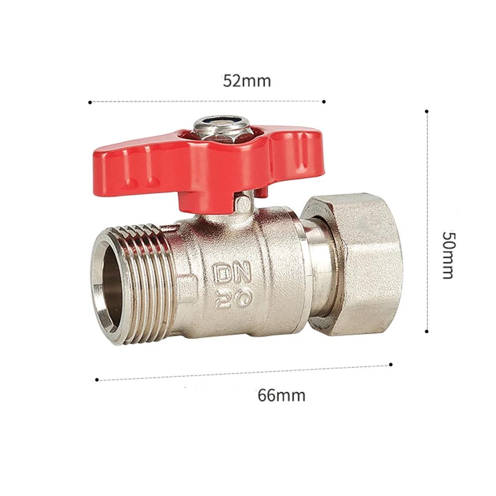 Union Ball Valve 1/2" -3/4" Brass Double Female and Male Thread Valve Water Pipe Switch Gas Straight To Tap Water