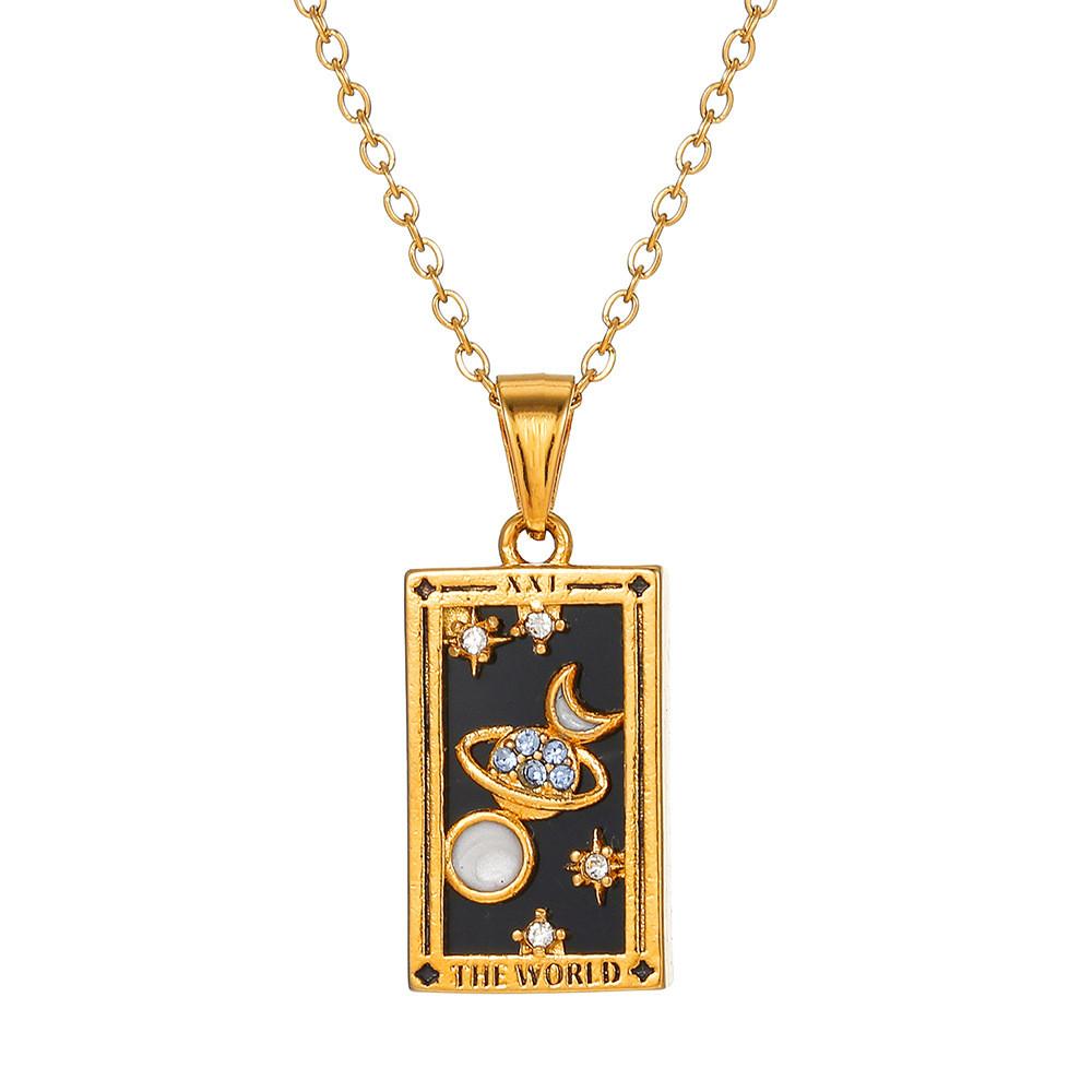 Vintage Stainless Steel Geometric Necklace With Cross Element And Multilayer Chain For Unisex