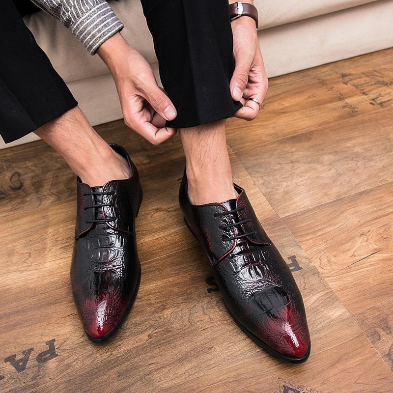 Zapatos oxford para hombre con cordones Puntera Puntiaguda Clásica Zapatos de Cuero para Hombre Formal de Negocios Zapatos de Cuero para Hombre Planos Zapatos de Boda para Hombre