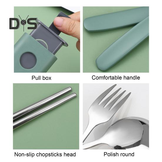 Travel Utensil Set Stainless Steel Fork And Spoon with Case Portable Tableware Set Smooth Edge Flatware Set for Office School Camping