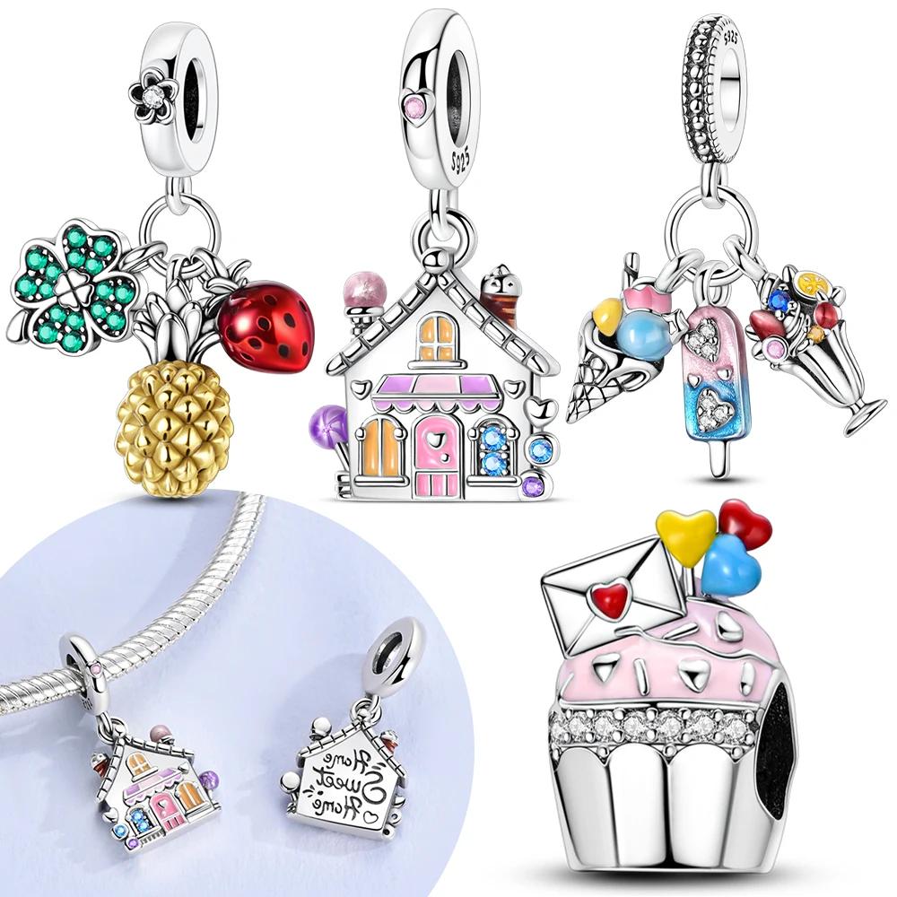 Copper Shamrock Pineapple Ice Cream House Envelope House Bead Charms Compatible With Bracelets Authentic Charm Bead Charms Women Gift Jewellery Diy Fi