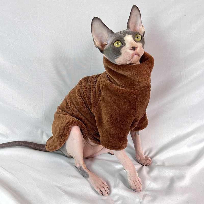 

Pet Sphinx Hairless Cat Clothes Wen Cat Clothes Winter High Collar Потовщений фліс XXL коричневий