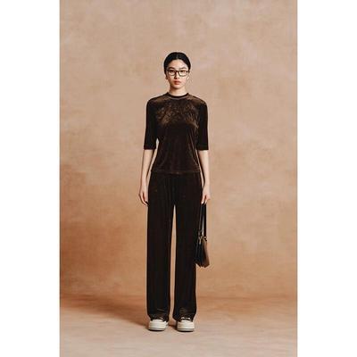 Gejin Women's Casual Straight Wide-Leg Trousers