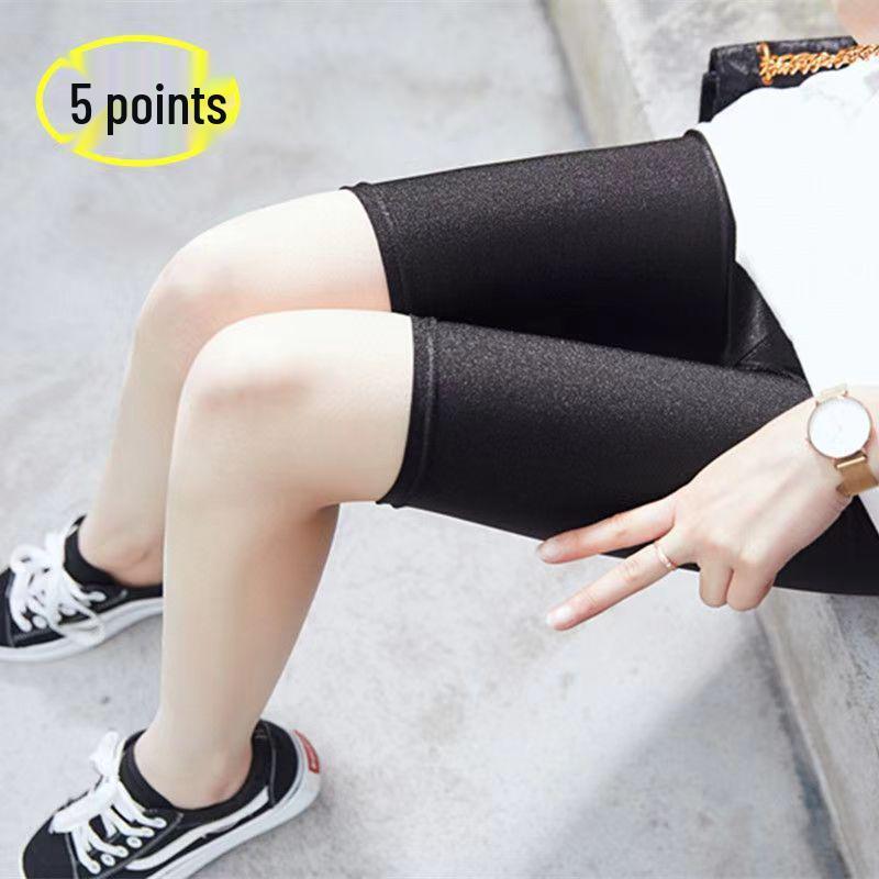 

Women s High Waist Slimming Cropped Pants - Thin, Glossy, Plus Size, Black, Skinny Fit for Spring & Summer XL (65-75 kg)
