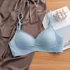 Ice silk light and thin seamless underwear for women, latex pad without steel ring gathers simple solid color breathable bra cover