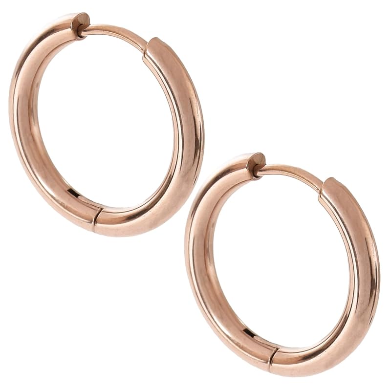 

[SCIOLTO] earrings hoop earrings ring earrings [18G set of 2 both ears] stainless Earrings that don t require a catch permanent earrings (Pink gold