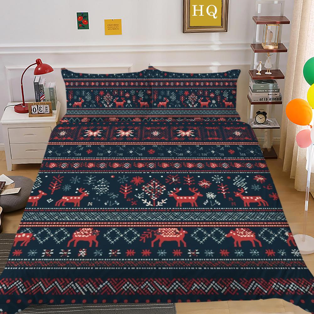 Christmas Printed Duvet Cover Set Microfiber Full Size Home Textiles Lovely Fashion Children Bedroom Decor