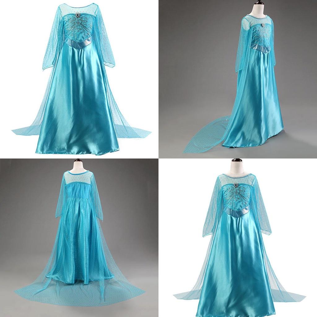 Elegantes Langarm-Tutu-Kleid für Kinder Mädchen Frozen Schneekönigin Elsa Kostüm