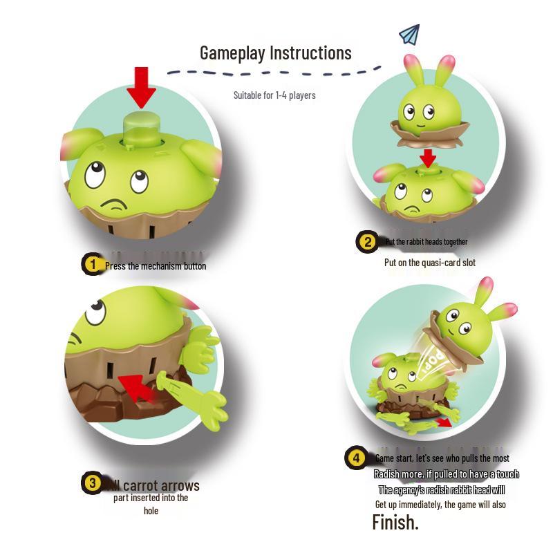 Genuine Plants vs. Zombies Twin Rabbit Radish Pull Toy - Novelty Interactive Prank for Boys