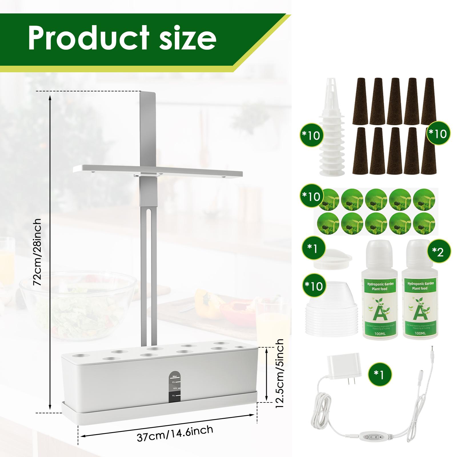 

Hydroponic Grower Kit Full Spectrum Plant Grow Light with 2.5L Large Capacity Water Tank 16H Auto Timer Function Garden Planter