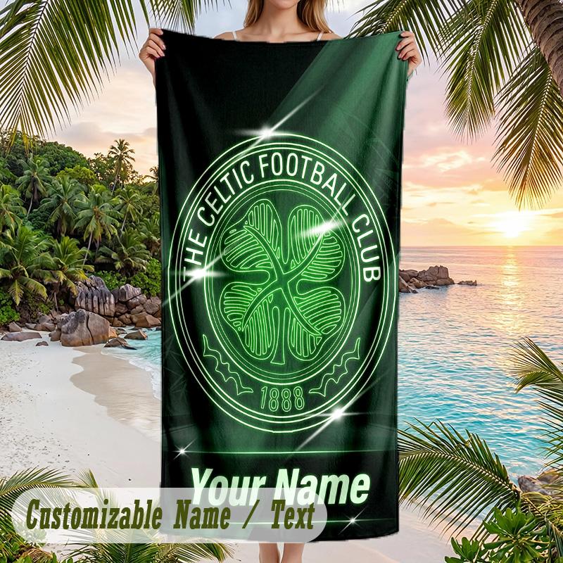 Beach Towel Celtic FC Print Custom Name Text Soft Towel for Swimming Pool