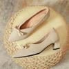 Fairy 2024 Korean Style Knit High Heels - Versatile, Thick-Heeled Women's Shoes for Spring & Autumn