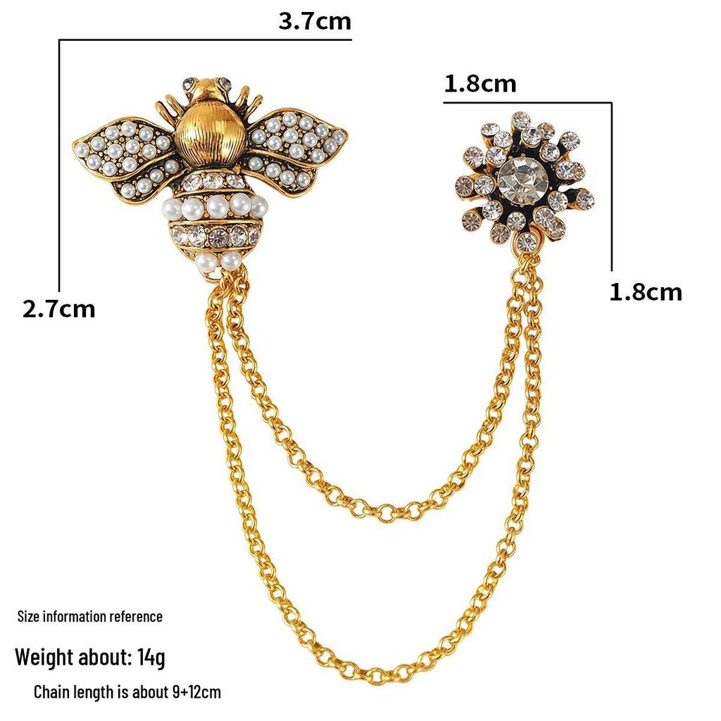 Baroque Rhinestone Pearl Corsage Necklace Brooch - Retro British Court Suit Accessory