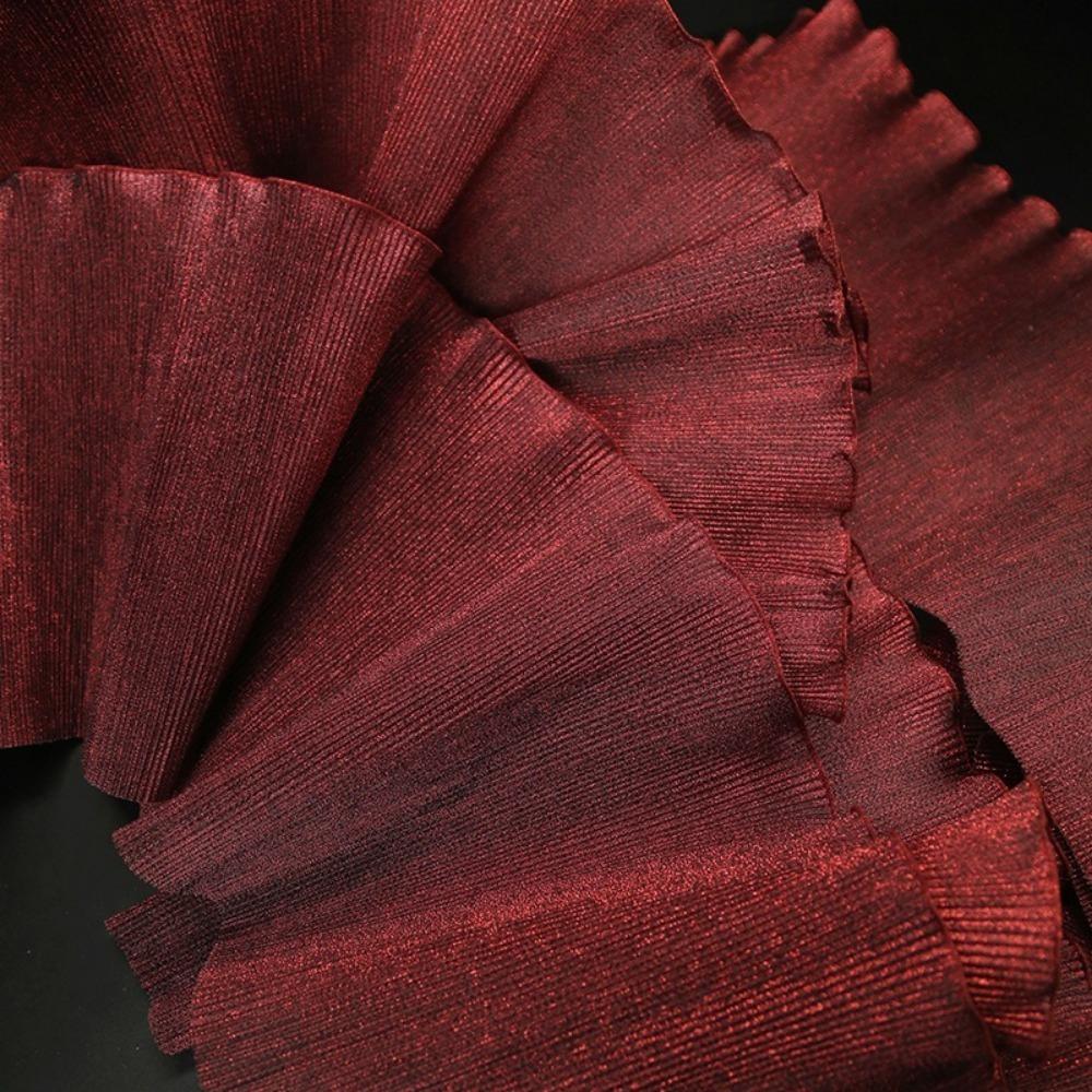 2025 Metallic Beaded Lace Ruffles DIY Wave Edge Stiff Wave Fabric Design Fabric For Stage Dress Performance Clothing