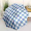 1pc Blue Checkered Pattern Automatic Open/Close Umbrella with One-Touch Button, Compact Folding Canopy, Sturdy 8-Rib Windproof Design -046