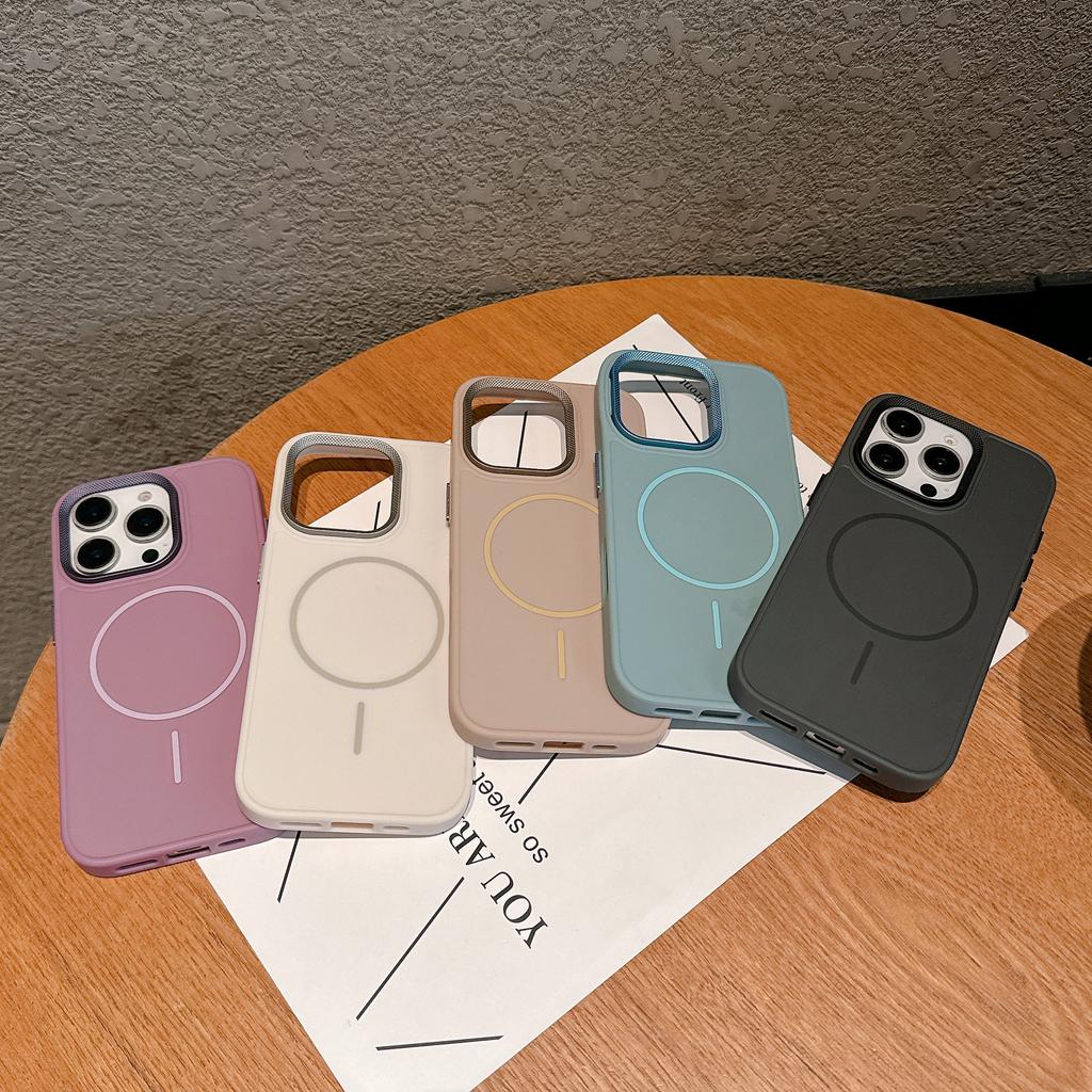 Applicable To IPhone16PRO Thin Ring Magnetic Suction Phone Case Apple 15 Thread Lens Matte 14 Protective Cover