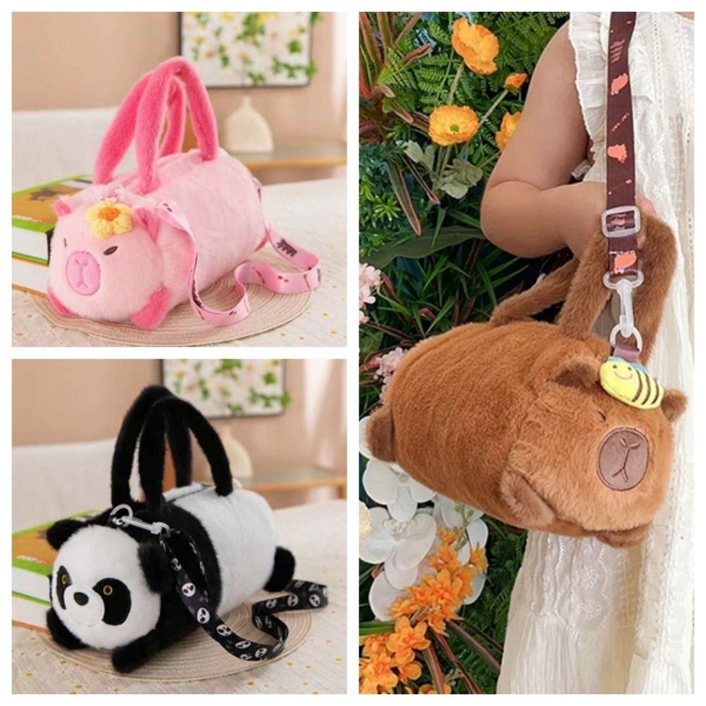 Soft Capybara Bucket Bag Korean Style Cartoon Animal Handbag Gift Panda Crossbody Bag  Work