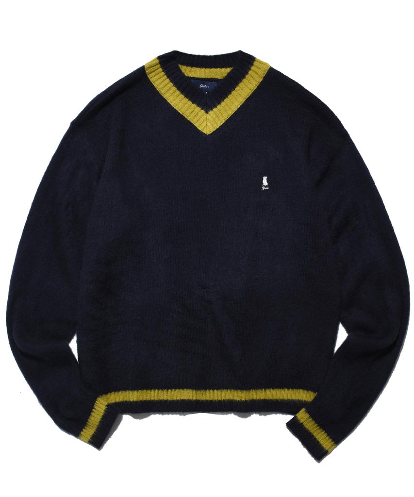 YALE Heritage Dan V-Neck Mohair Knit Navy