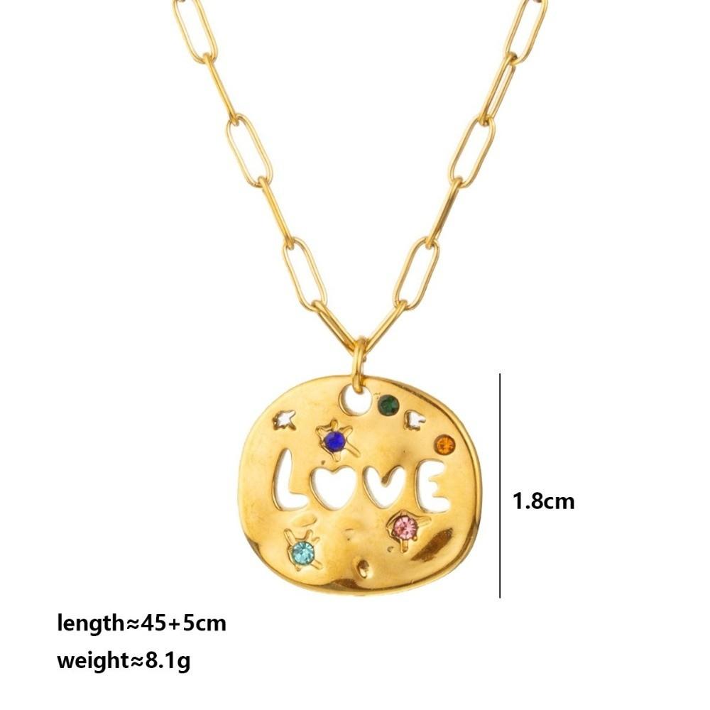 Colorful Full Zircon Guardian Pendant Necklace Stainless Steel Pendant Necklace  For Grandma