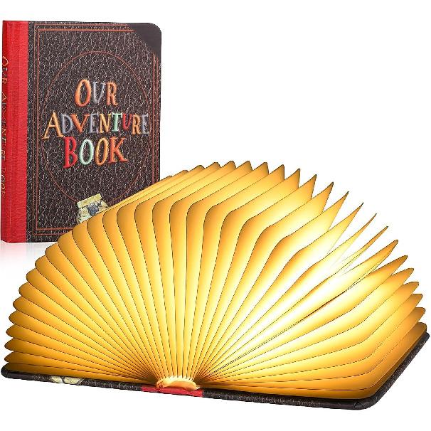 Adventure Book Night Light, 3D Lamp & 5 Colors Folding Book Lamp White, Yellow, Warm Yellow Light LED Book Light for Home Decor, Birthday Gift,