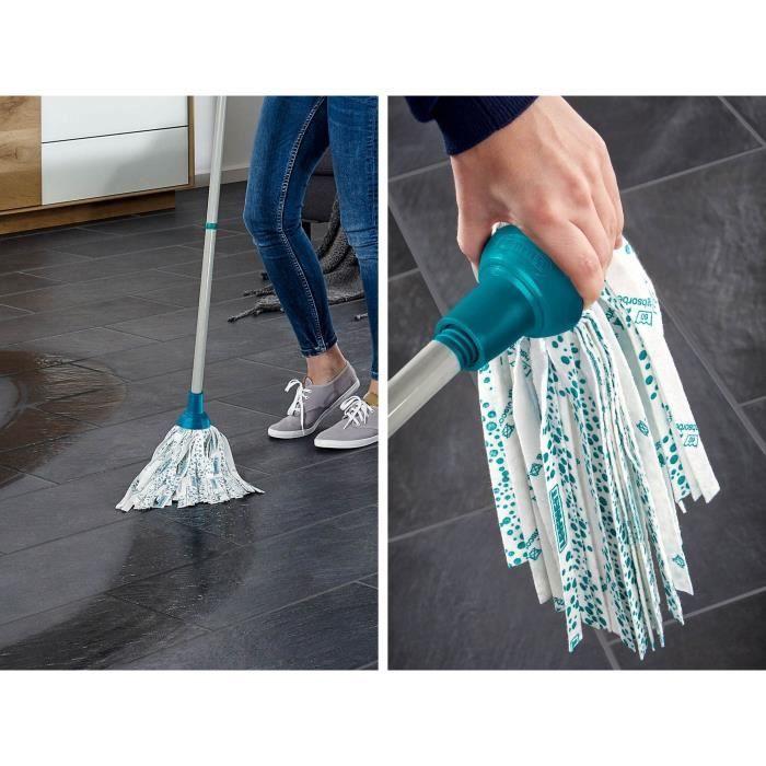Floor Cleaning Set with Wringer Bucket Leifheit Classic 56792, Mop with Highly Absorbent Viscose Fringes, 12 L Wringer Bucket, Turquoise