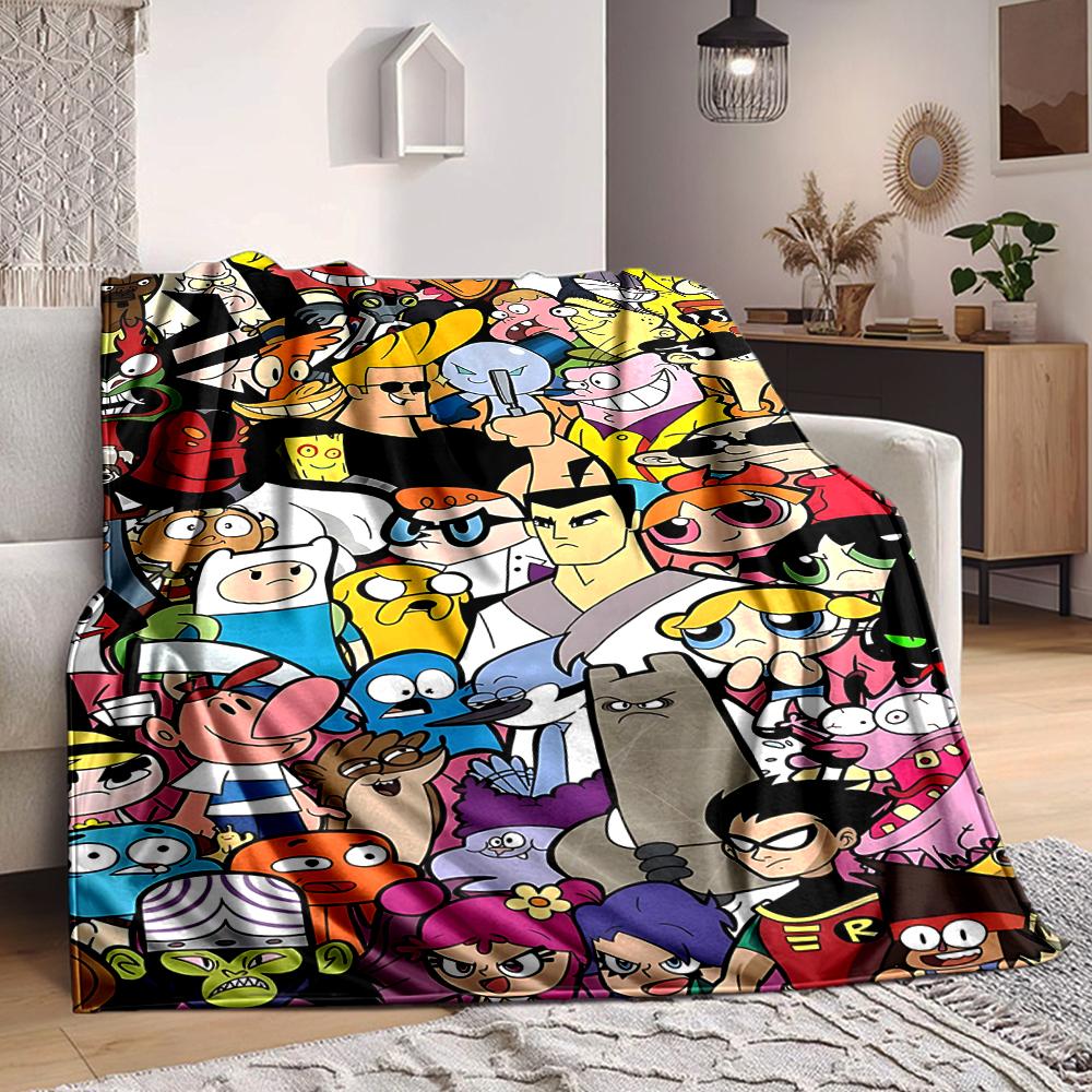 1Pc Anime Character Mashup Poster Flannel Fleece Blanket Soft Warm Throw Blanket For Sofa Bed Couch Home Decor Travel Nap Blanket Xmas Gift Q1200