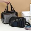 Ventilated Travel Cosmetic Bag With Adjustable Handle Portable Meshes Design For Bathroom Essential Storage