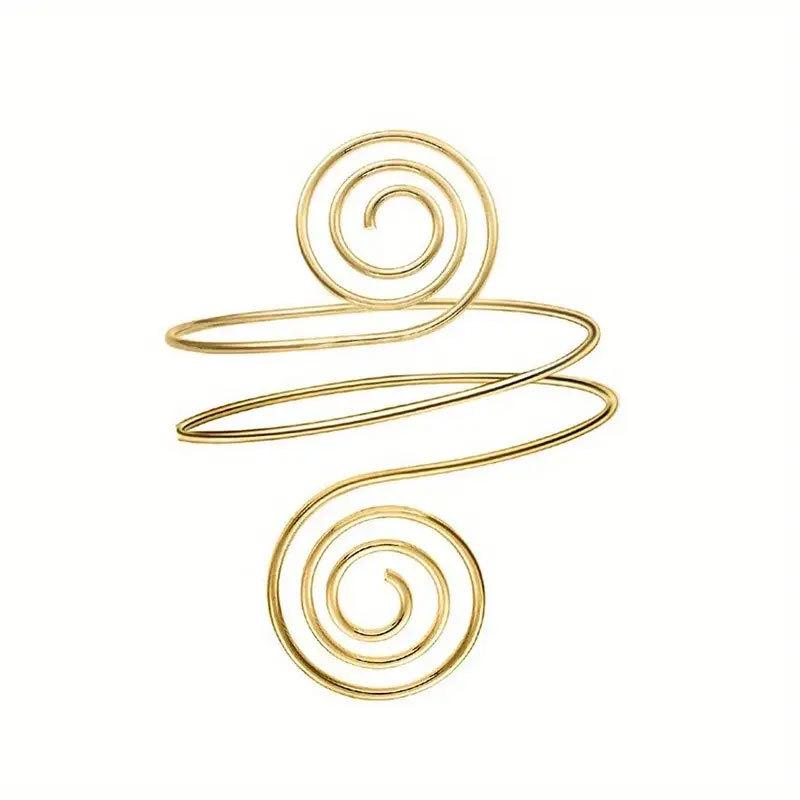 European & American Geometric Wave Cuff Bracelet Set with Metal Leaf and Crescent Design